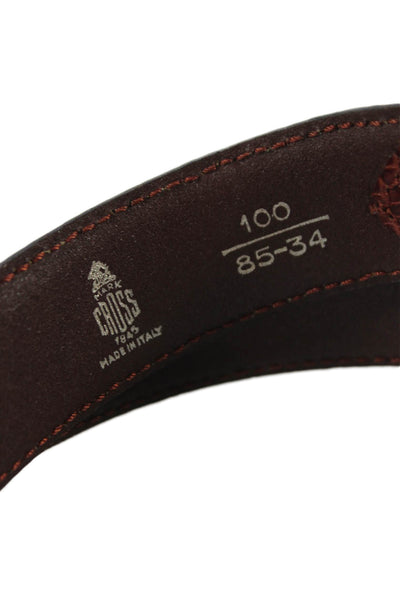 Cross Womens Leather Alligator Print Gold Tone Belt Brown Size 34