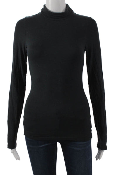 Standard James Perse Womens Black Basic Mock Neck Long Sleeve T-Shirt Size 2