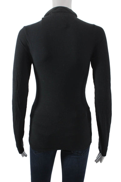 Standard James Perse Womens Black Basic Mock Neck Long Sleeve T-Shirt Size 2