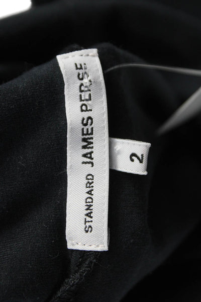 Standard James Perse Womens Black Basic Mock Neck Long Sleeve T-Shirt Size 2