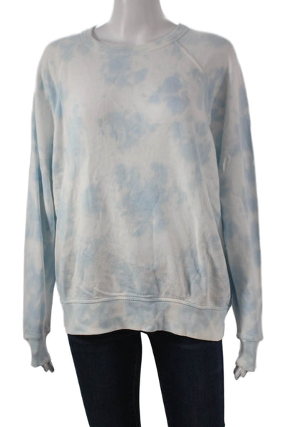 Leallo Womens Pullover Sweatshirt Blue Tie Dye Cotton Crew Neck Size M