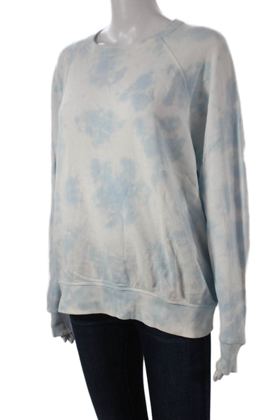 Leallo Womens Pullover Sweatshirt Blue Tie Dye Cotton Crew Neck Size M