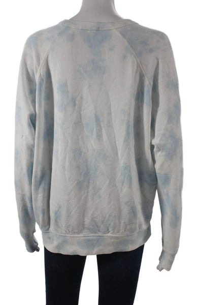 Leallo Womens Pullover Sweatshirt Blue Tie Dye Cotton Crew Neck Size M