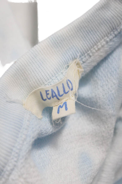 Leallo Womens Pullover Sweatshirt Blue Tie Dye Cotton Crew Neck Size M