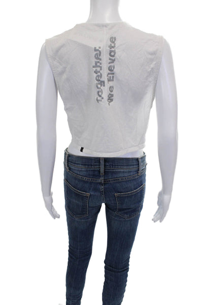 Lululemon Womens Cropped White Nylon Crewneck Tank Sleeveless Size S
