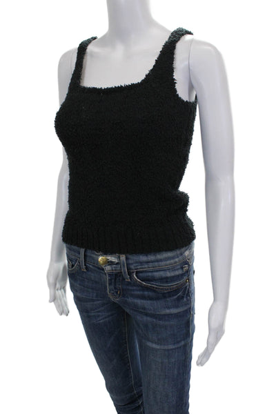 Skims Women Basic Tank Black Square Neck Sleeveless Polyester Pullover Size S