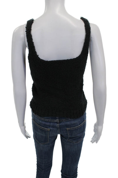 Skims Women Basic Tank Black Square Neck Sleeveless Polyester Pullover Size S
