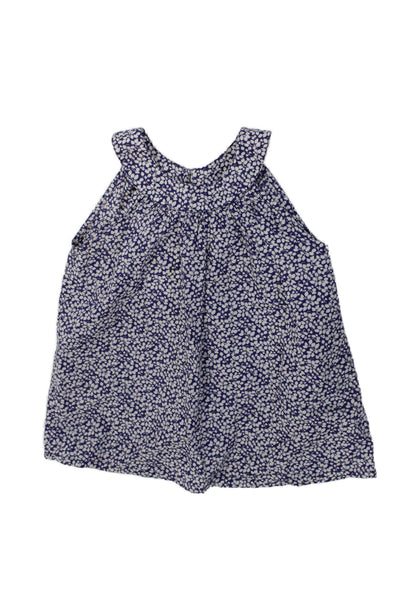 Oscar de la Renta Girls Cotton Floral Sleeveless Blouse Top Purple Size 10Y