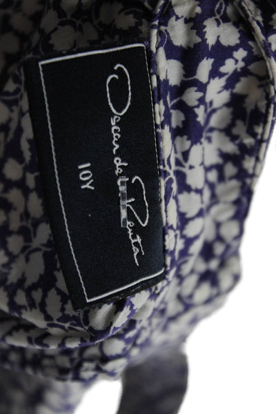 Oscar de la Renta Girls Cotton Floral Sleeveless Blouse Top Purple Size 10Y