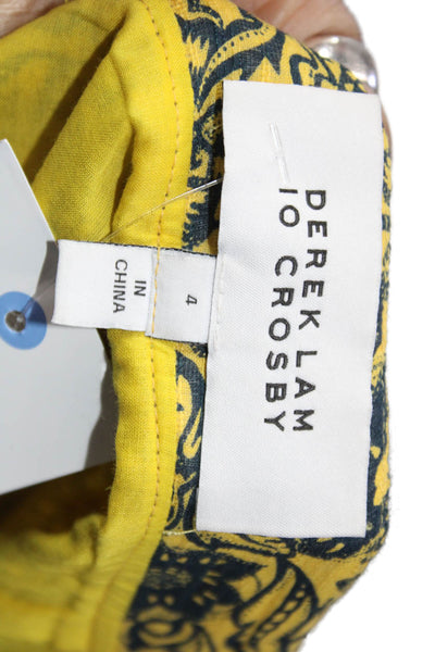 Derek Lam 10 Crosby Womens Mini Floral Cotton Skirt Yellow Knee Length Size 4