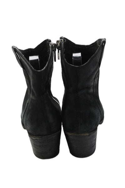 Dolce Vita Womens Leather Pointed Toe Cowboy Ankle Boots Black Size 8.5
