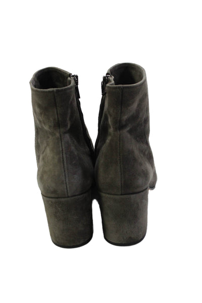 Vince Womens Suede Zip Up Ankle Boots Grey Size 9 Medium
