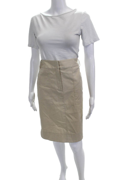 Gerard Darel Women Beige Straight Pencil Skirt Button Knee Length Size 46