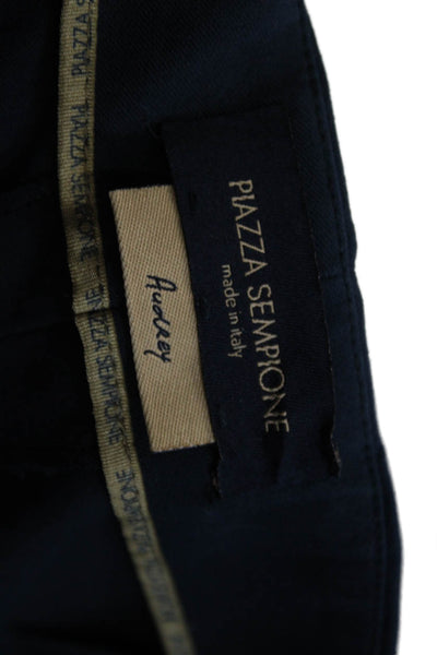 Piazza Sempione Women Ankle Pants Blue Cotton Zip Inseam 24 Size 42