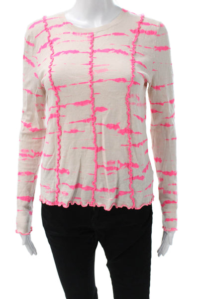 Lisa Todd Women Basic Ivory Striped Cotton Crew Neck Long Sleeve T-Shirt Size S