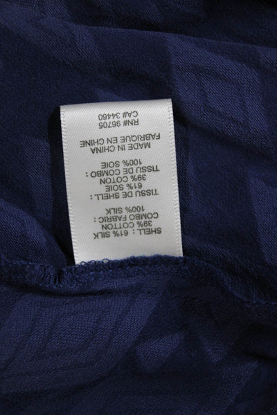 Rebecca Taylor Women Tunic Blue Geometric Sleeveless Silk Size 10