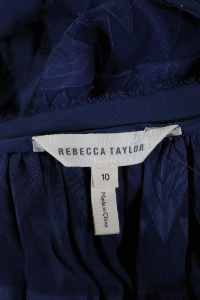 Rebecca Taylor Women Tunic Blue Geometric Sleeveless Silk Size 10
