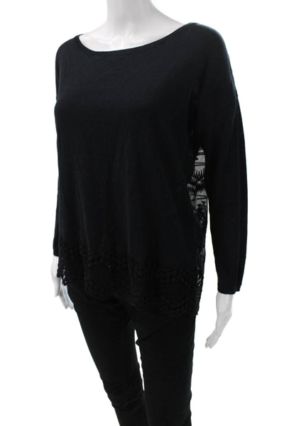 Joie Women Pullover Sweater Black Cotton Scoop Neck Long Sleeve Size S