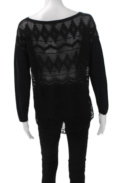 Joie Women Pullover Sweater Black Cotton Scoop Neck Long Sleeve Size S