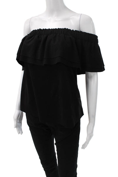 Young Fabulous & Broke Women Black Off Shoulder Short Sleeve Blouse Size S