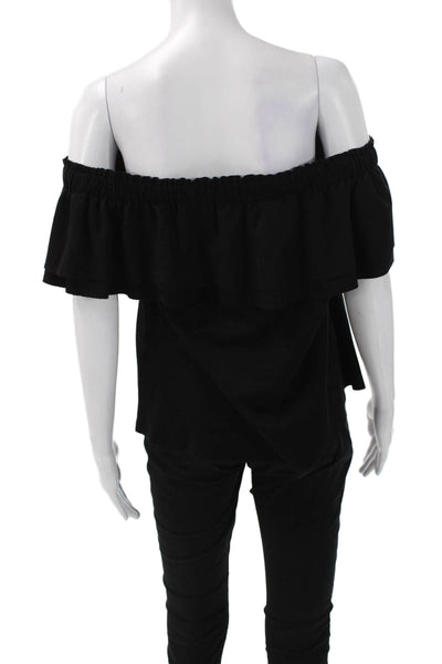 Young Fabulous & Broke Women Black Off Shoulder Short Sleeve Blouse Size S