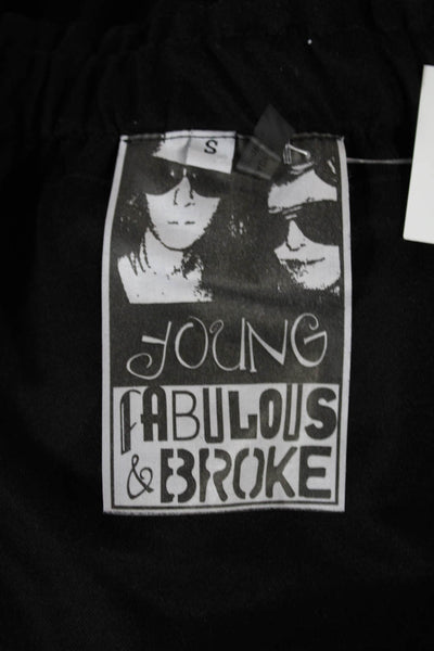 Young Fabulous & Broke Women Black Off Shoulder Short Sleeve Blouse Size S