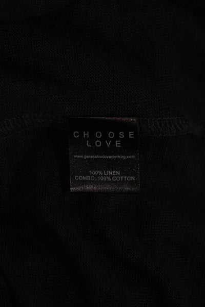 Generation Love Womens 100% Linen Long Sleeve Blouse Blue Size M