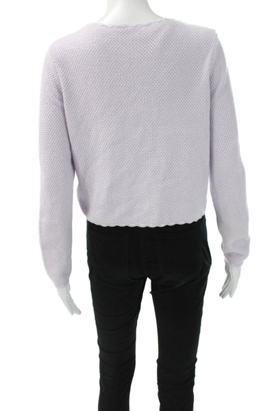 Splendid Women Purple V-Neck Solid Cardigan 3/4 Sleeve Cotton Silk Blend Size M