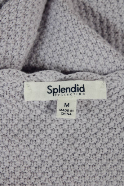 Splendid Women Purple V-Neck Solid Cardigan 3/4 Sleeve Cotton Silk Blend Size M