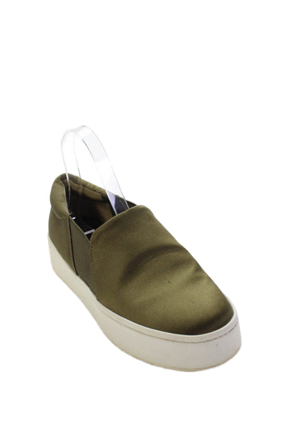 Vince Womens Slip On Platform Sneakers Shoes Olive Green Size 7