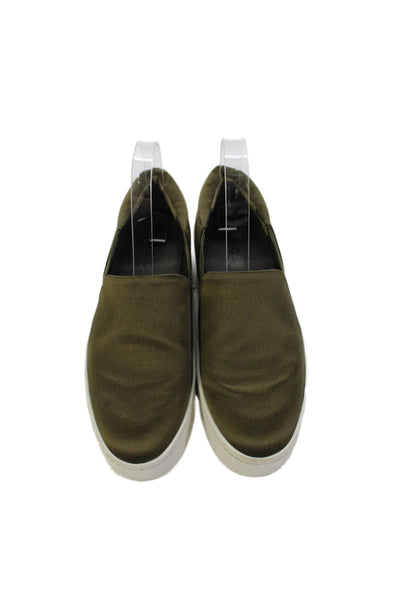 Vince Womens Slip On Platform Sneakers Shoes Olive Green Size 7