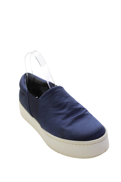 Vince Womens Slip On Platform Sneakers Shoes Navy Blue Size 7