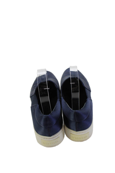 Vince Womens Slip On Platform Sneakers Shoes Navy Blue Size 7