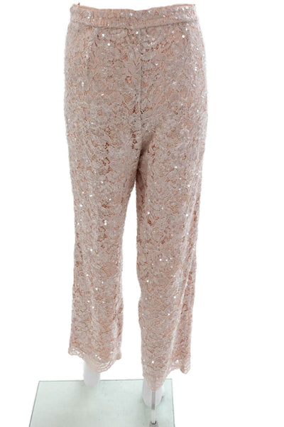 Marc Cain Womens Cropped Pink Floral Pants Zip Inseam 28 Size 8