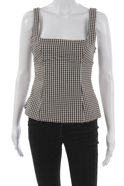 Zara Womens Sleeveless Checked Square Neck Tank Polyester Zip Size XS