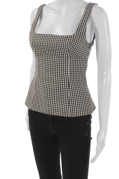 Zara Womens Sleeveless Checked Square Neck Tank Polyester Zip Size XS