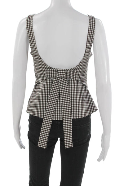 Zara Womens Sleeveless Checked Square Neck Tank Polyester Zip Size XS