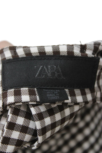 Zara Womens Sleeveless Checked Square Neck Tank Polyester Zip Size XS