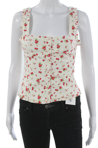 Zara Women Basic Floral Cotton Square Neck Sleeveless Tank Multicolor Size XS