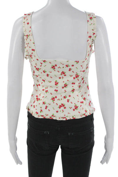 Zara Women Basic Floral Cotton Square Neck Sleeveless Tank Multicolor Size XS