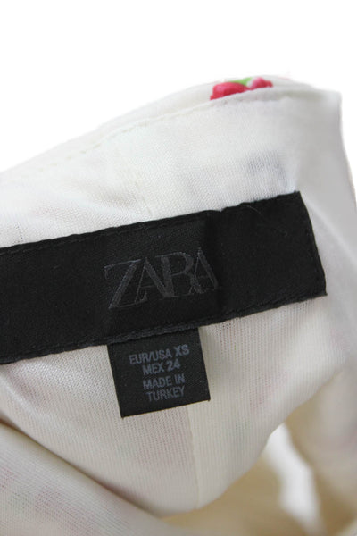 Zara Women Basic Floral Cotton Square Neck Sleeveless Tank Multicolor Size XS