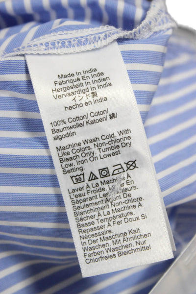 J Crew Womens Striped Cotton Collared Button-Up Long Sleeve Blue Size 00