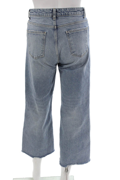 Zara Womens Cropped High Rise Blue Cotton Blend Jeans Size 4