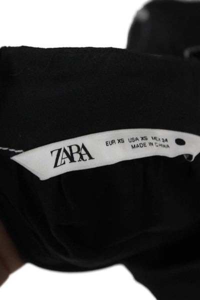 Zara Womens Maxi Square Neck Sleeveless Black Cotton Tie Waist Dress Size XS