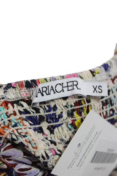 Maria Cher Womens Cropped Silk Halter Tank Floral Sleeveless Zip Multi Size XS
