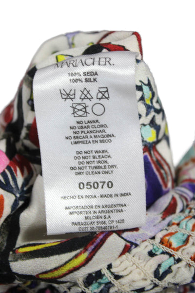 Maria Cher Womens Cropped Silk Halter Tank Floral Sleeveless Zip Multi Size XS