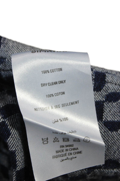 Simkhai Womens Blue Geometric Cotton Square Neck Cropped Tank Size 0