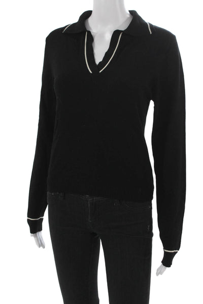 MNG Womens Pullover Sweater Black Viscose Collared Long Sleeve Size S