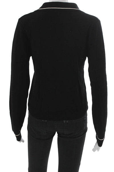MNG Womens Pullover Sweater Black Viscose Collared Long Sleeve Size S