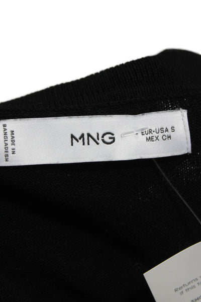 MNG Womens Pullover Sweater Black Viscose Collared Long Sleeve Size S